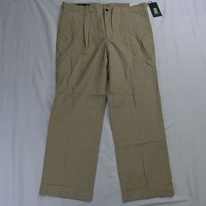 NEW Lincs DC&Co‎ 36 x 30 Khaki Wrinkle Resistant Double Pleat Chino Pants
